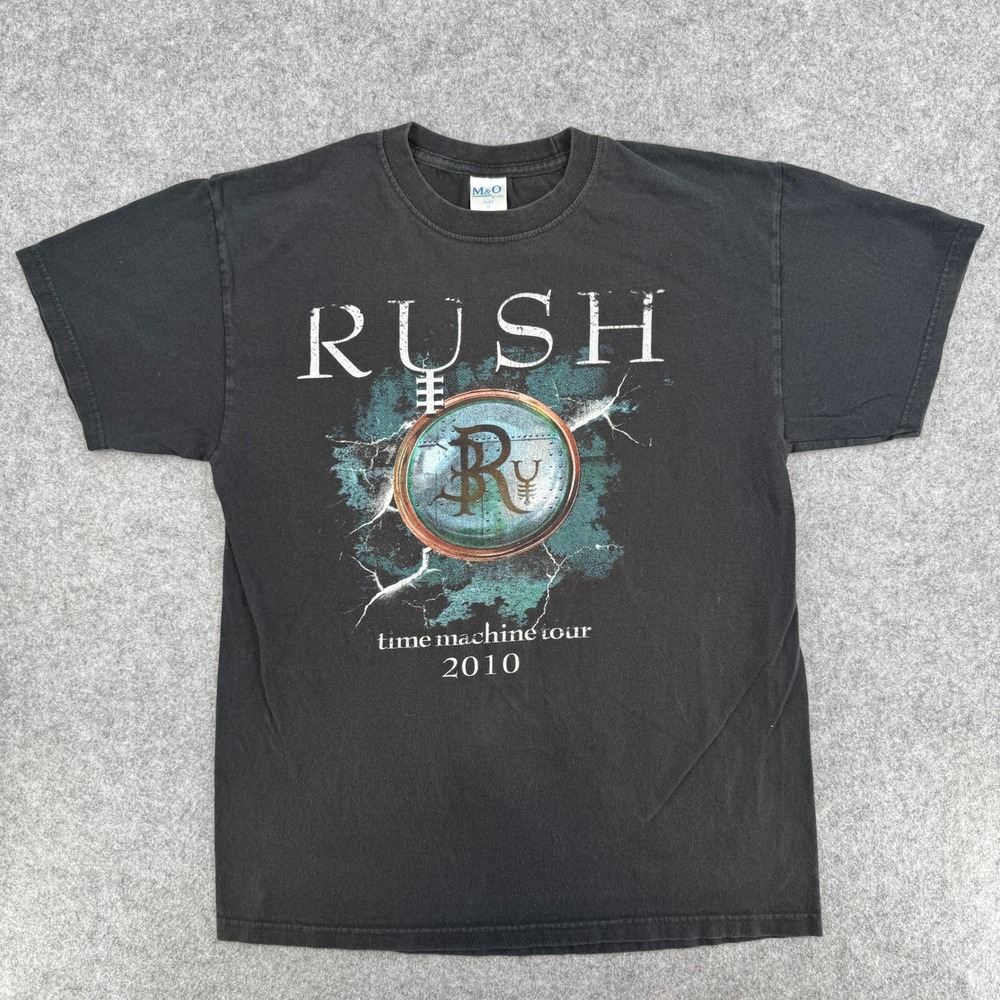M&O Rush Time Machine Tour Shirt 2010 Concert Graphic T-Shirt Mens M Black Tee